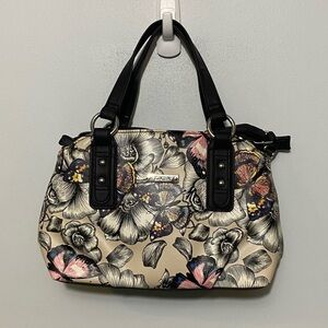 Koltov Olivia Satchel w/ Crossbody strap in Butterfly florals
